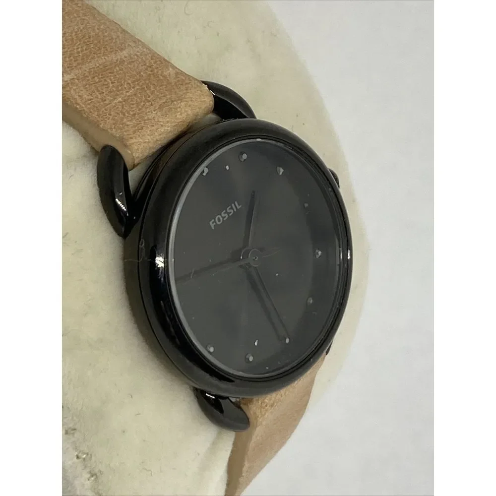 Fossil ES4489 Men's Beige Leather Analog Black Dial Quartz Genuine Watch XX938